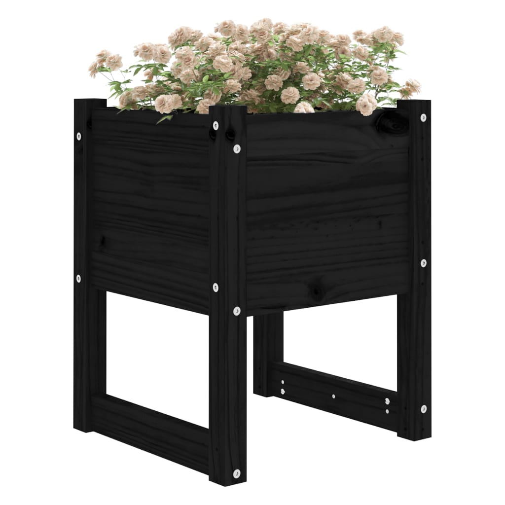 Plantenbakken 2 st 40x40x52,5 cm massief grenenhout zwart is nu te koop bij PeponiXL, paradijselijk wonen!