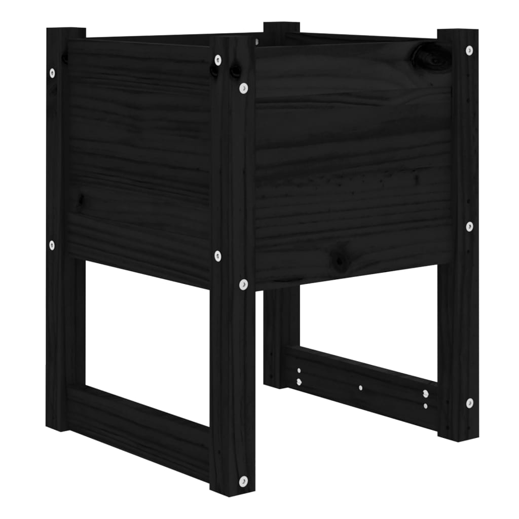 Plantenbakken 2 st 40x40x52,5 cm massief grenenhout zwart is nu te koop bij PeponiXL, paradijselijk wonen!
