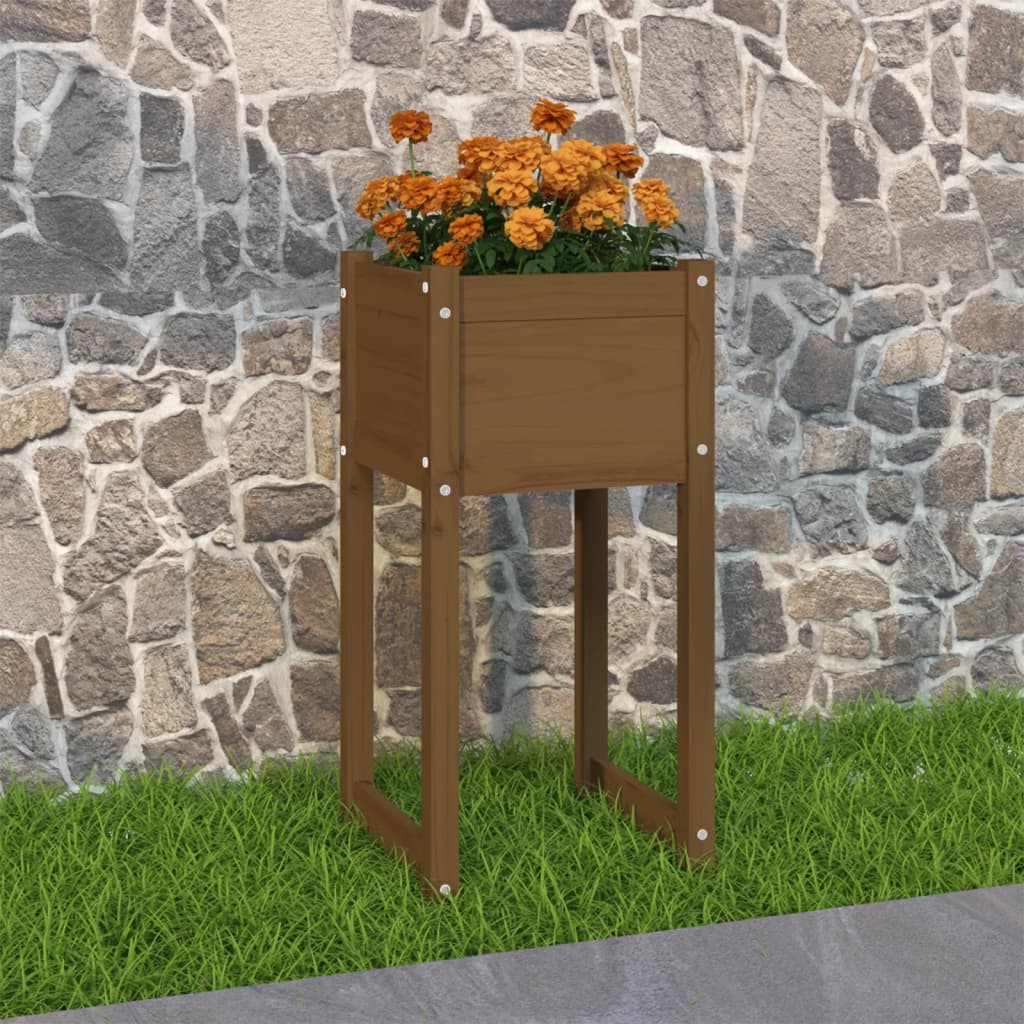 Plantenbak 40x40x81 cm massief grenenhout honingbruin is nu te koop bij PeponiXL, paradijselijk wonen!