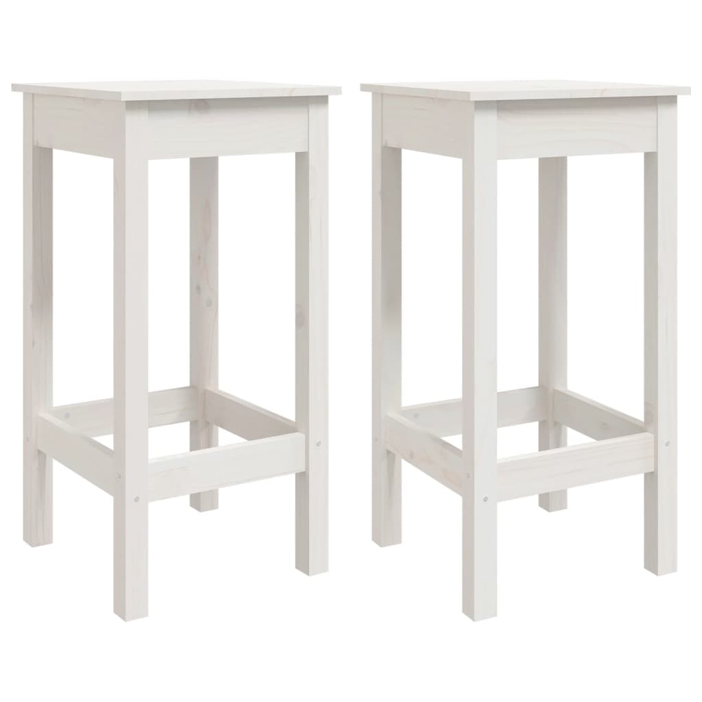 Barstoelen 2 st 40x40x78 cm massief grenenhout wit is nu te koop bij PeponiXL, paradijselijk wonen!
