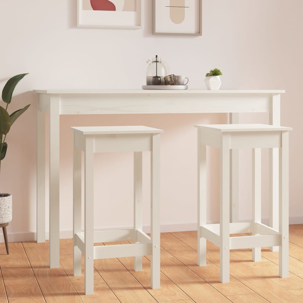 Barstoelen 2 st 40x40x78 cm massief grenenhout wit is nu te koop bij PeponiXL, paradijselijk wonen!
