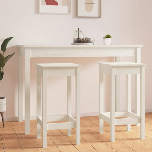 Barstoelen 2 st 40x40x78 cm massief grenenhout wit is nu te koop bij PeponiXL, paradijselijk wonen!