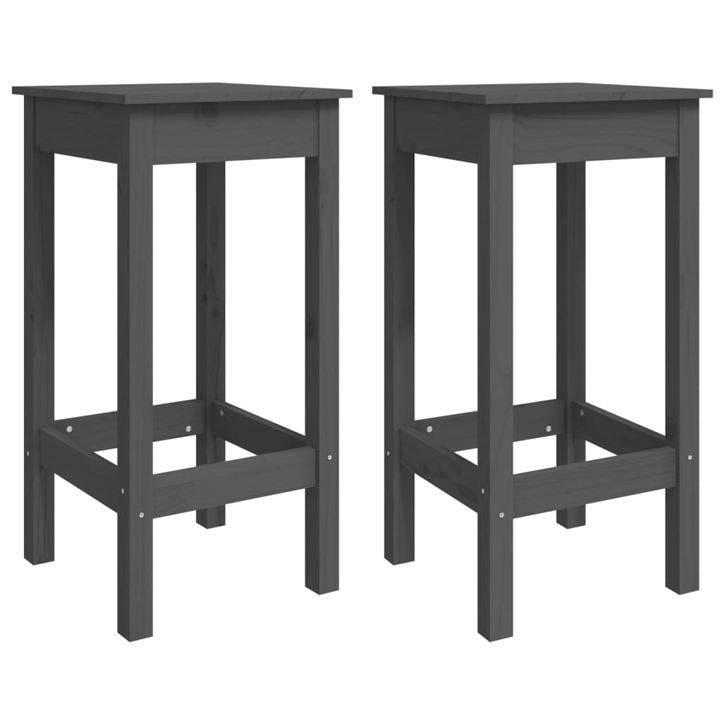 Barstoelen 2 st 40x40x78 cm massief grenenhout grijs is nu te koop bij PeponiXL, paradijselijk wonen!