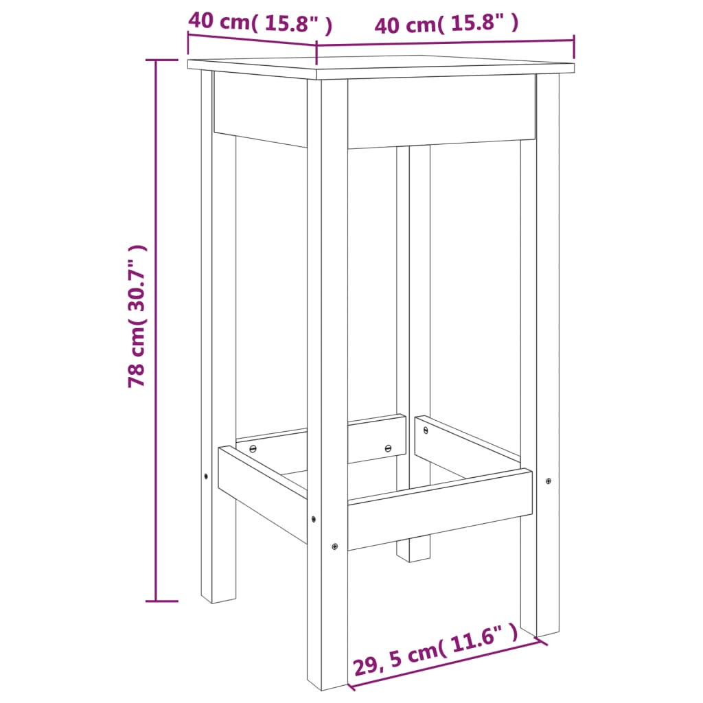 Barstoelen 2 st 40x40x78 cm massief grenenhout grijs is nu te koop bij PeponiXL, paradijselijk wonen!
