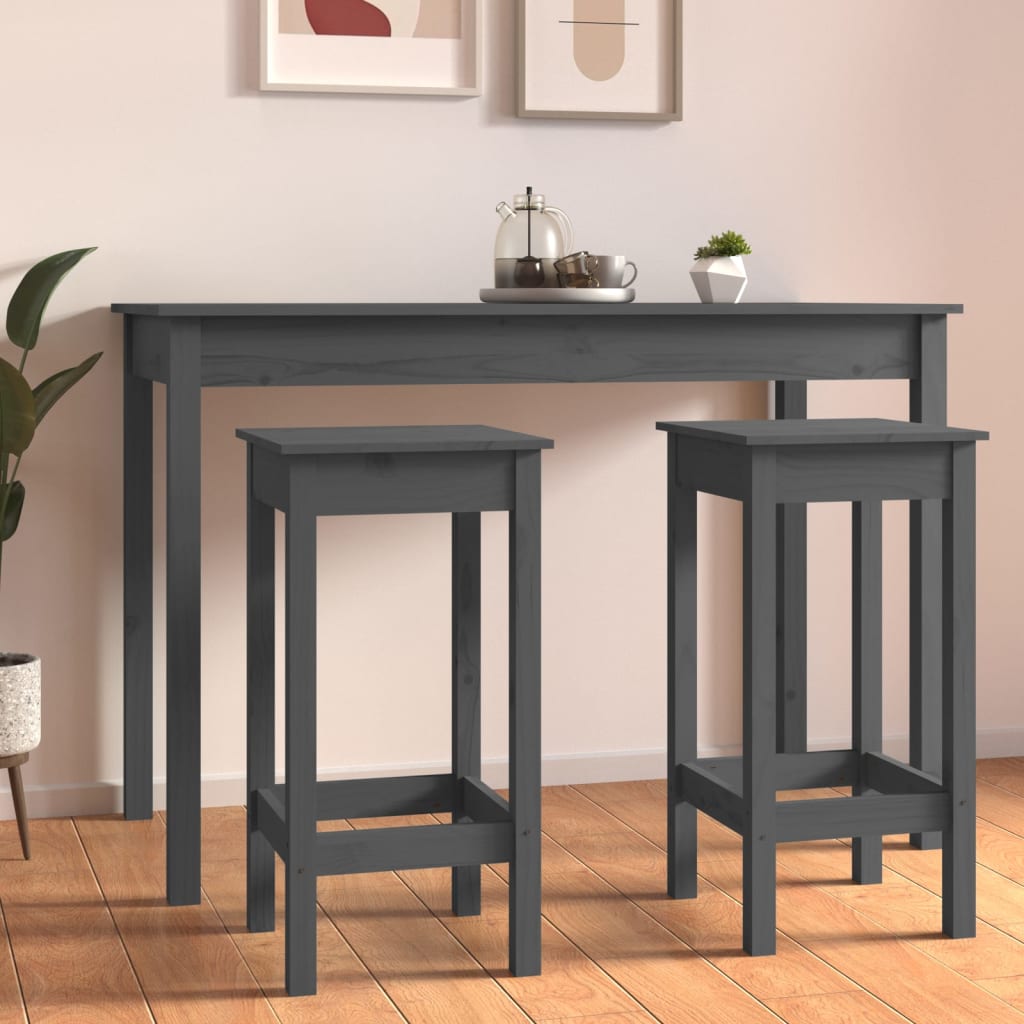 Barstoelen 2 st 40x40x78 cm massief grenenhout grijs is nu te koop bij PeponiXL, paradijselijk wonen!