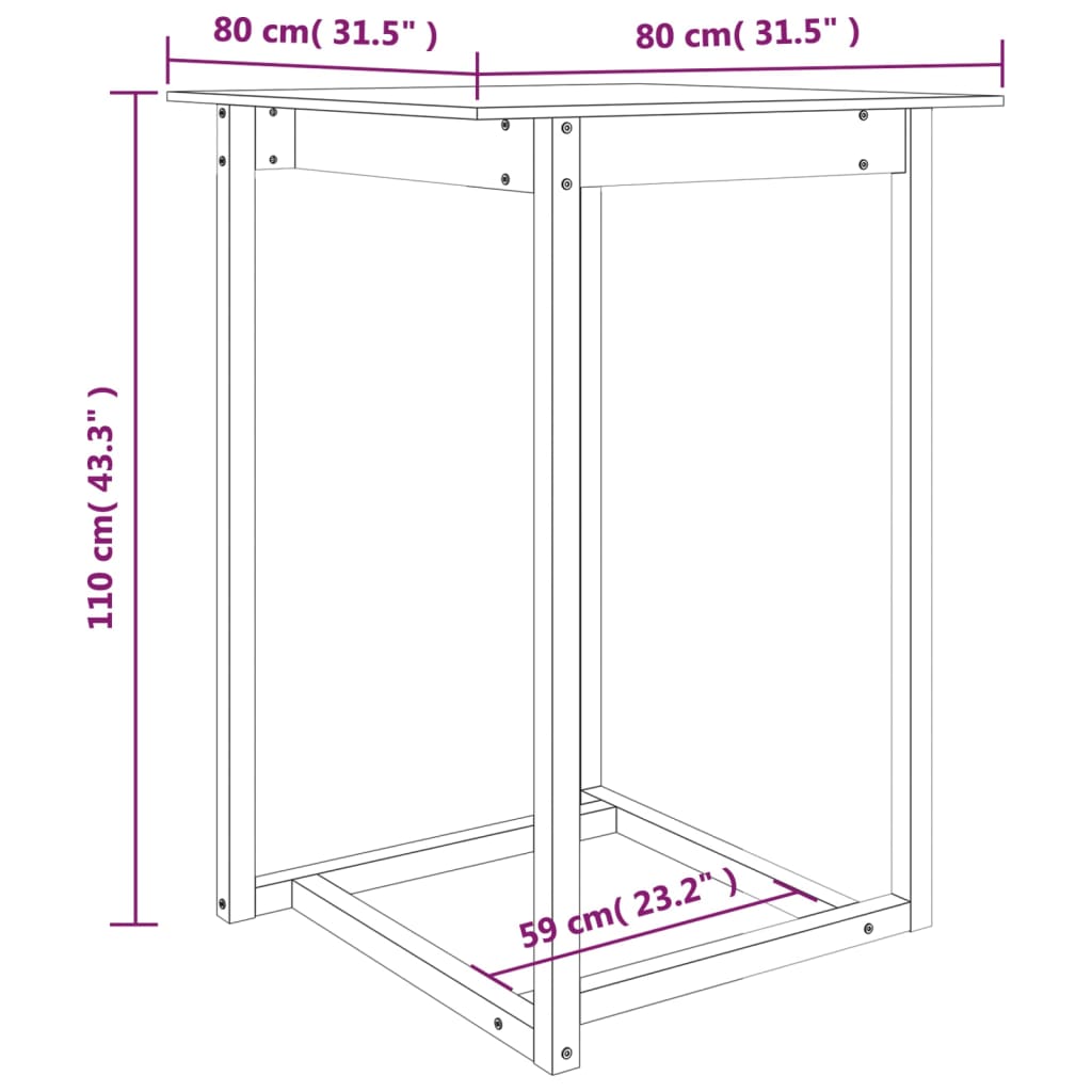 Bartafel 80x80x110 cm massief grenenhout honingbruin is nu te koop bij PeponiXL, paradijselijk wonen!