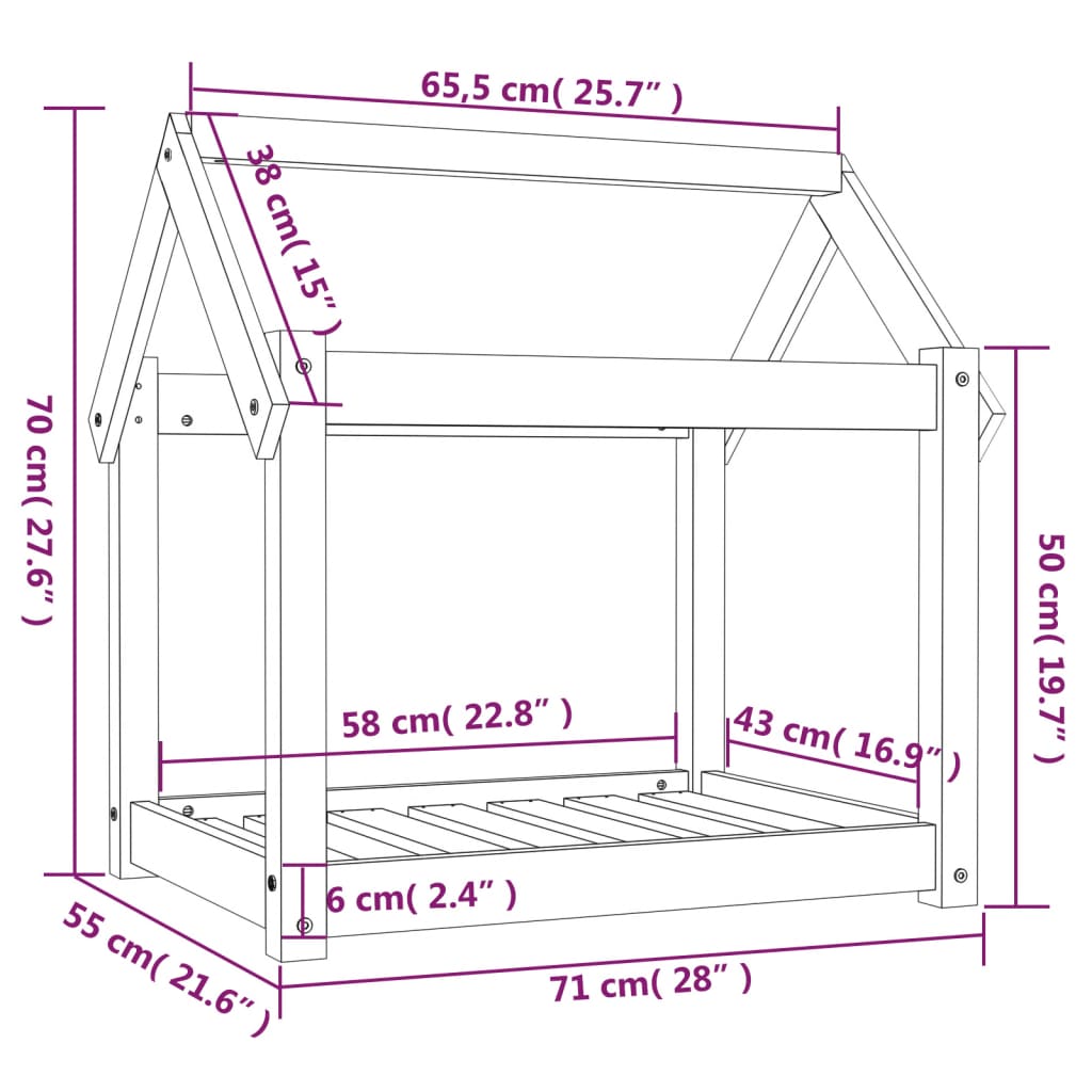 Hondenmand 71x55x70 cm massief grenenhout is nu te koop bij PeponiXL, paradijselijk wonen!