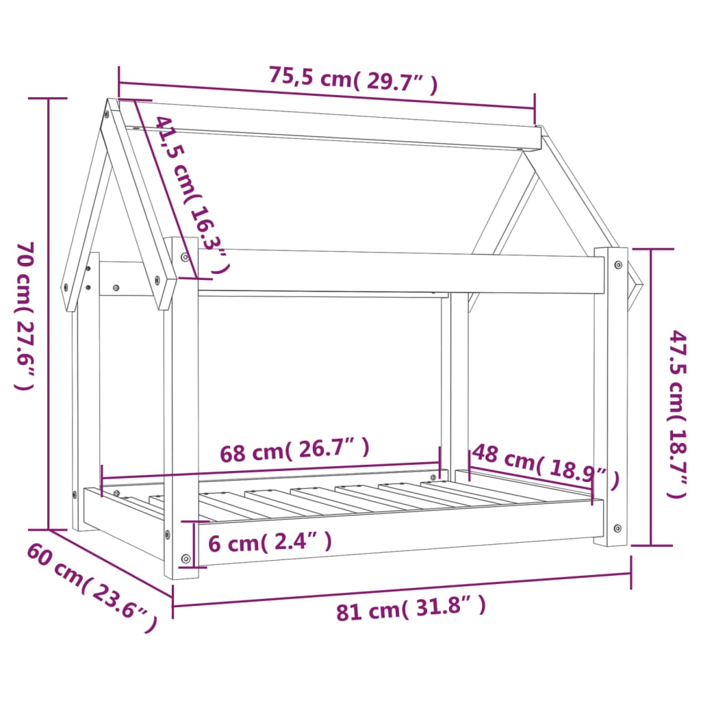 Hondenmand 81x60x70 cm massief grenenhout is nu te koop bij PeponiXL, paradijselijk wonen!
