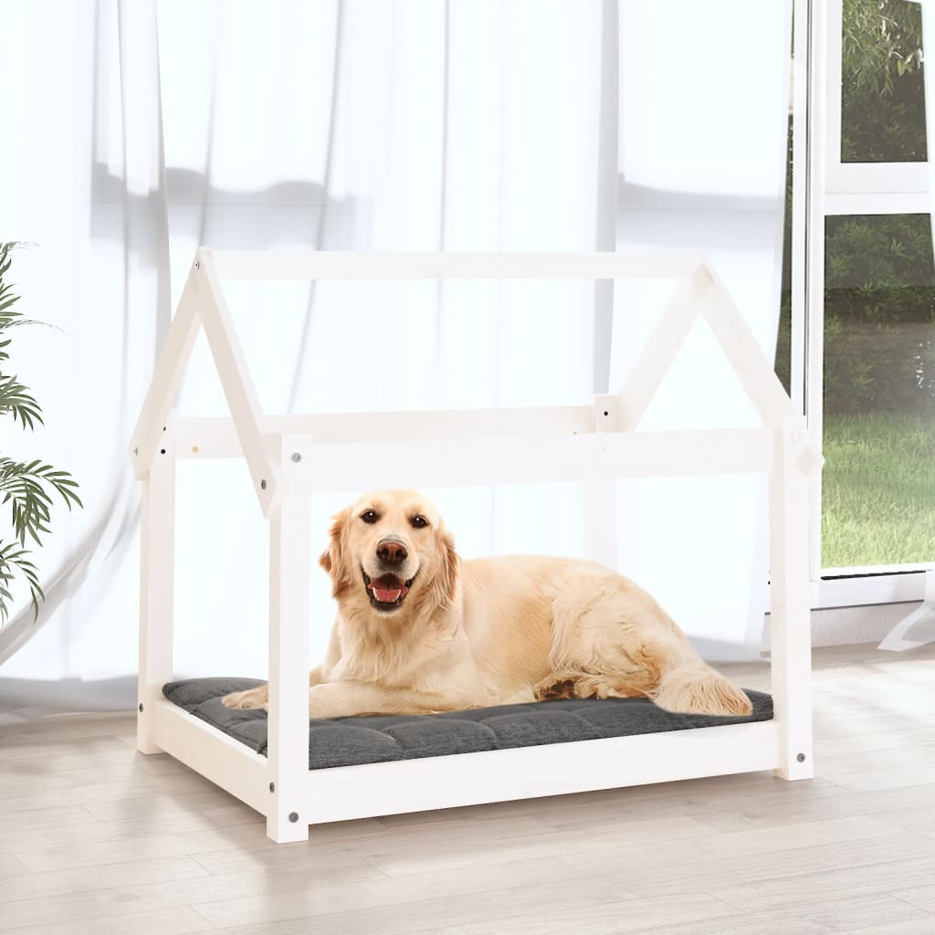 Hondenbed 81x60x70 cm massief grenenhout wit is nu te koop bij PeponiXL, paradijselijk wonen!
