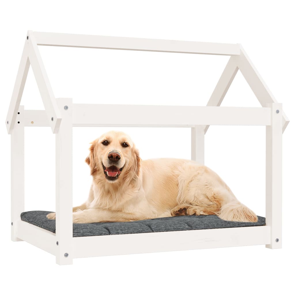 Hondenbed 81x60x70 cm massief grenenhout wit is nu te koop bij PeponiXL, paradijselijk wonen!