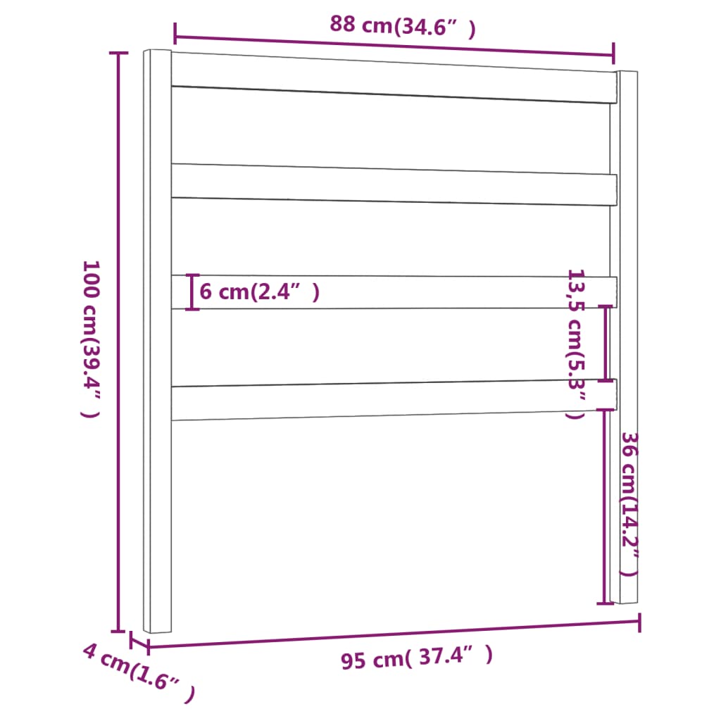 Hoofdbord 95x4x100 cm massief grenenhout zwart is nu te koop bij PeponiXL, paradijselijk wonen!