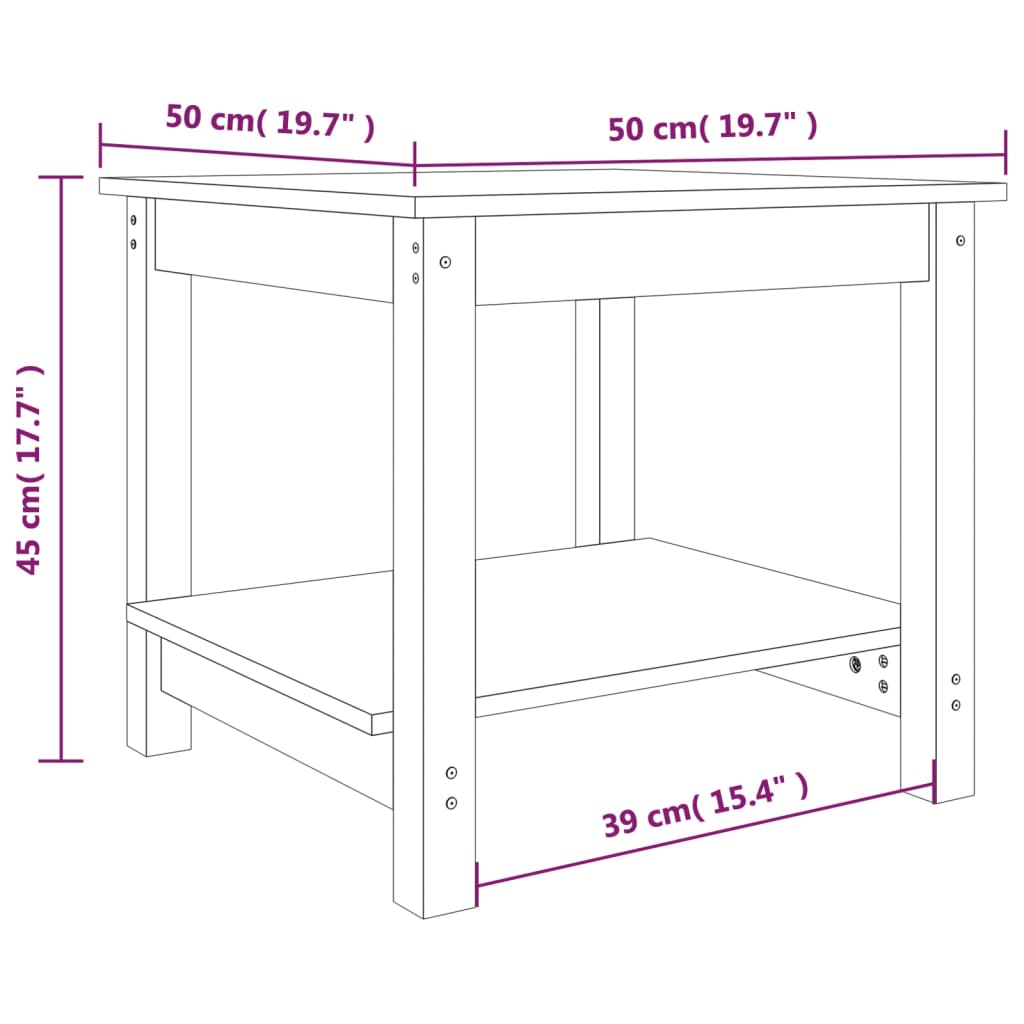 Salontafel 50x50x45 cm massief grenenhout wit is nu te koop bij PeponiXL, paradijselijk wonen!