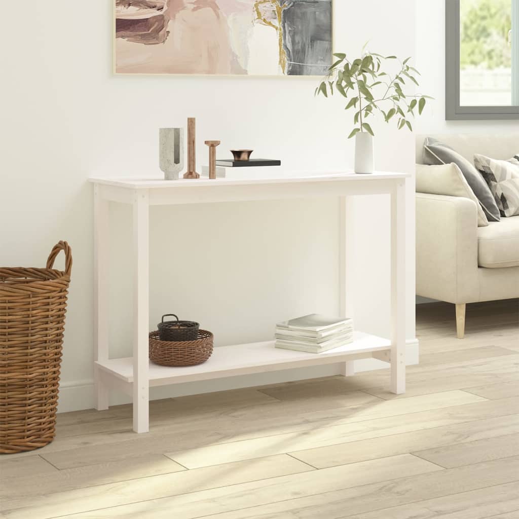 Wandtafel 110x40x80 cm massief grenenhout wit is nu te koop bij PeponiXL, paradijselijk wonen!