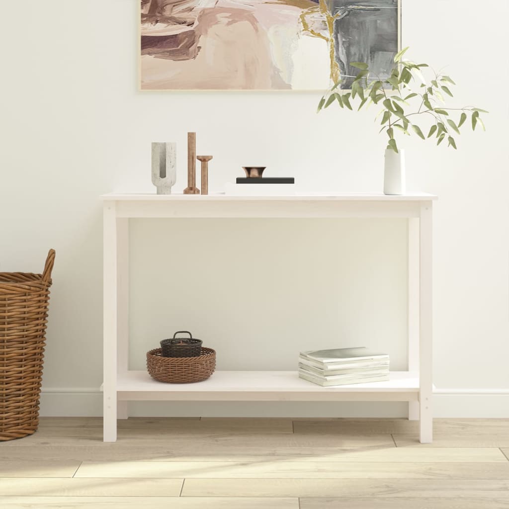 Wandtafel 110x40x80 cm massief grenenhout wit is nu te koop bij PeponiXL, paradijselijk wonen!