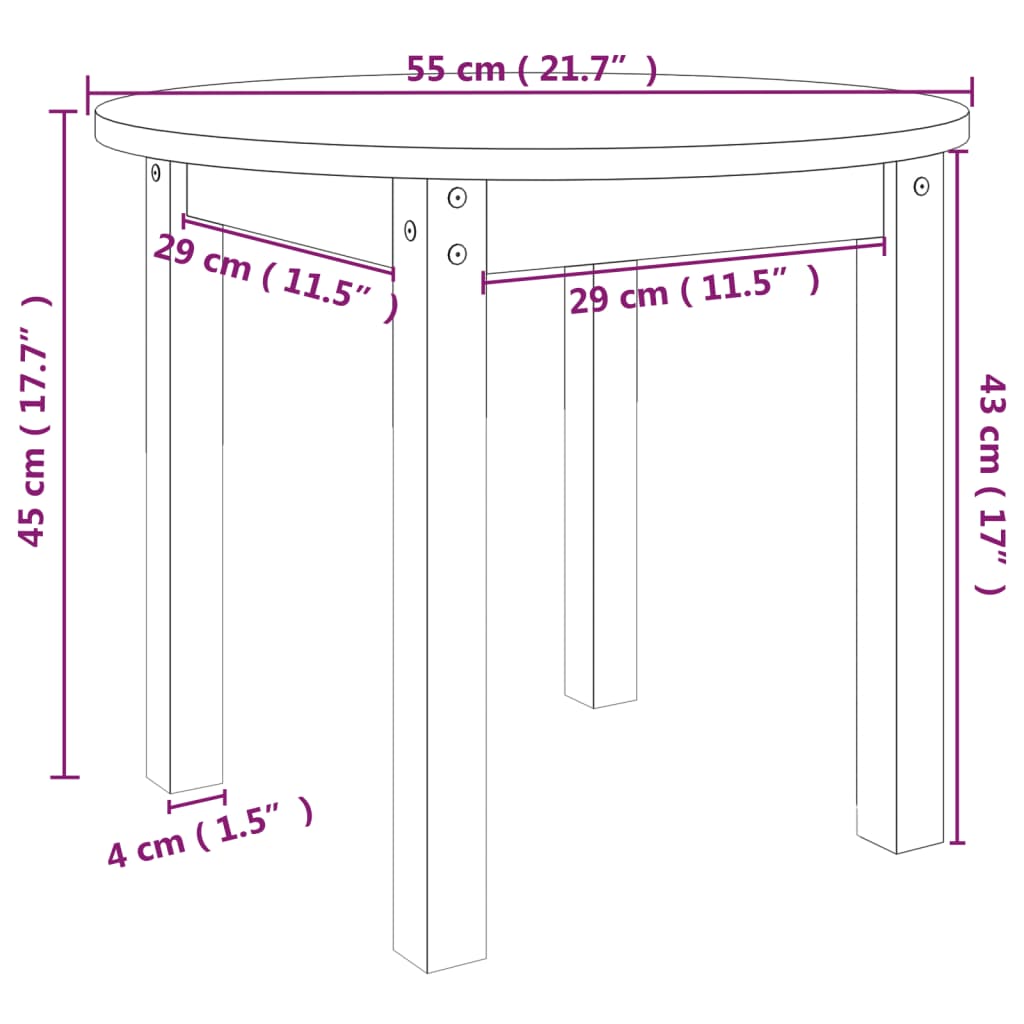 Salontafel Ø 55x45 cm massief grenenhout wit is nu te koop bij PeponiXL, paradijselijk wonen!