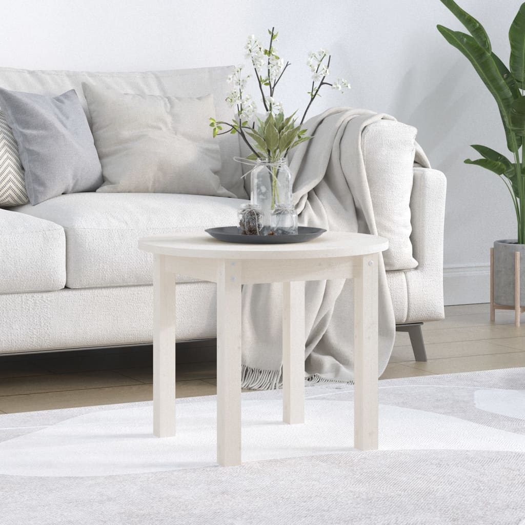 Salontafel Ø 55x45 cm massief grenenhout wit is nu te koop bij PeponiXL, paradijselijk wonen!