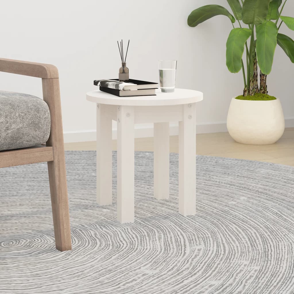 Salontafel Ø 35x35 cm massief grenenhout wit is nu te koop bij PeponiXL, paradijselijk wonen!