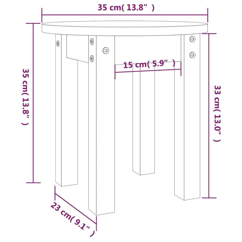 Salontafel Ø 35x35 cm massief grenenhout zwart is nu te koop bij PeponiXL, paradijselijk wonen!