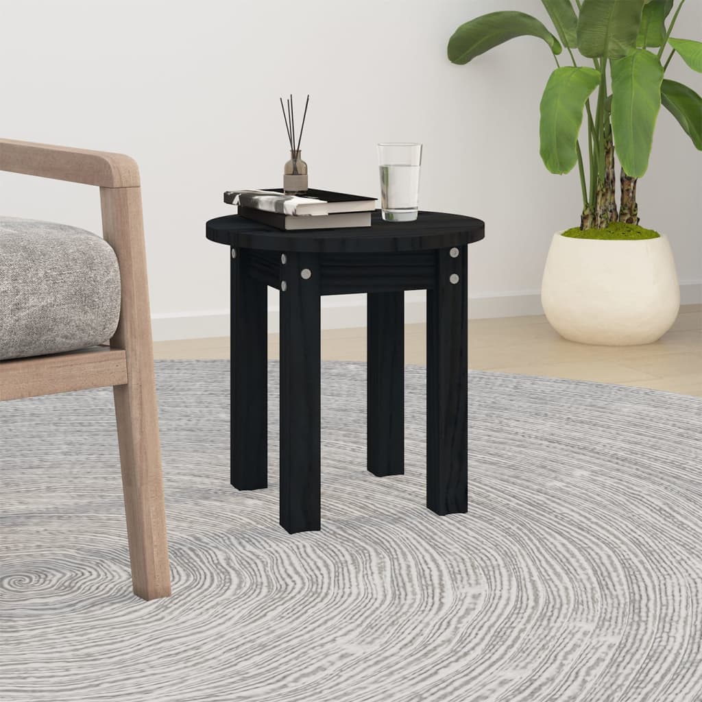Salontafel Ø 35x35 cm massief grenenhout zwart is nu te koop bij PeponiXL, paradijselijk wonen!