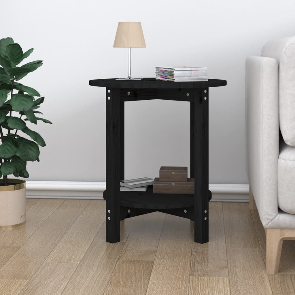 Salontafel Ø 55x60 cm massief grenenhout zwart is nu te koop bij PeponiXL, paradijselijk wonen!