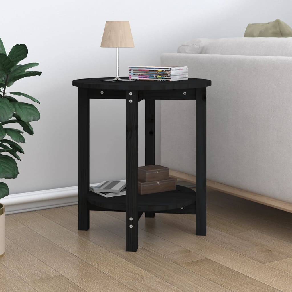 Salontafel Ø 55x60 cm massief grenenhout zwart is nu te koop bij PeponiXL, paradijselijk wonen!