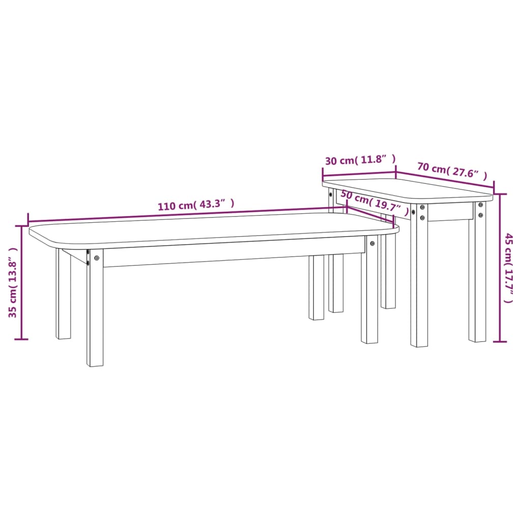 2-delige Salontafelset massief grenenhout is nu te koop bij PeponiXL, paradijselijk wonen!