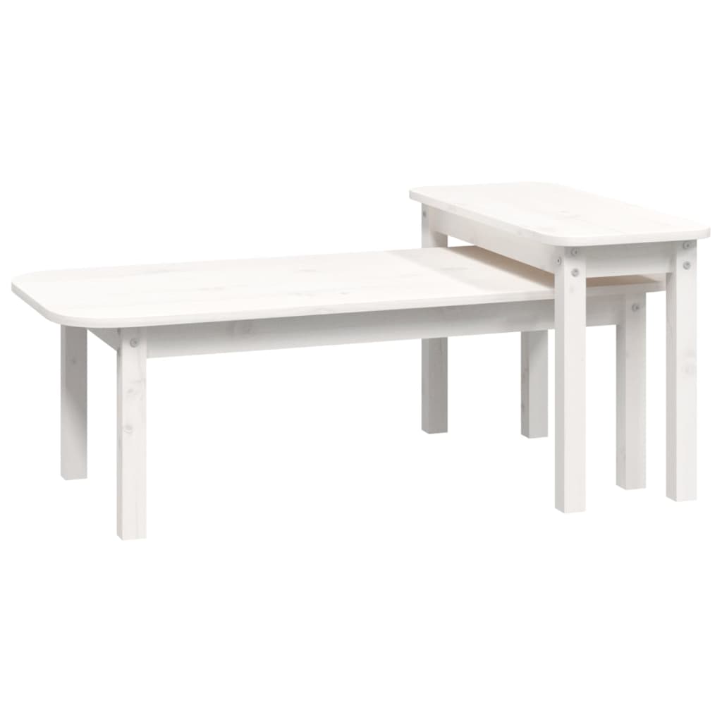 2-delige Salontafelset massief grenenhout wit is nu te koop bij PeponiXL, paradijselijk wonen!