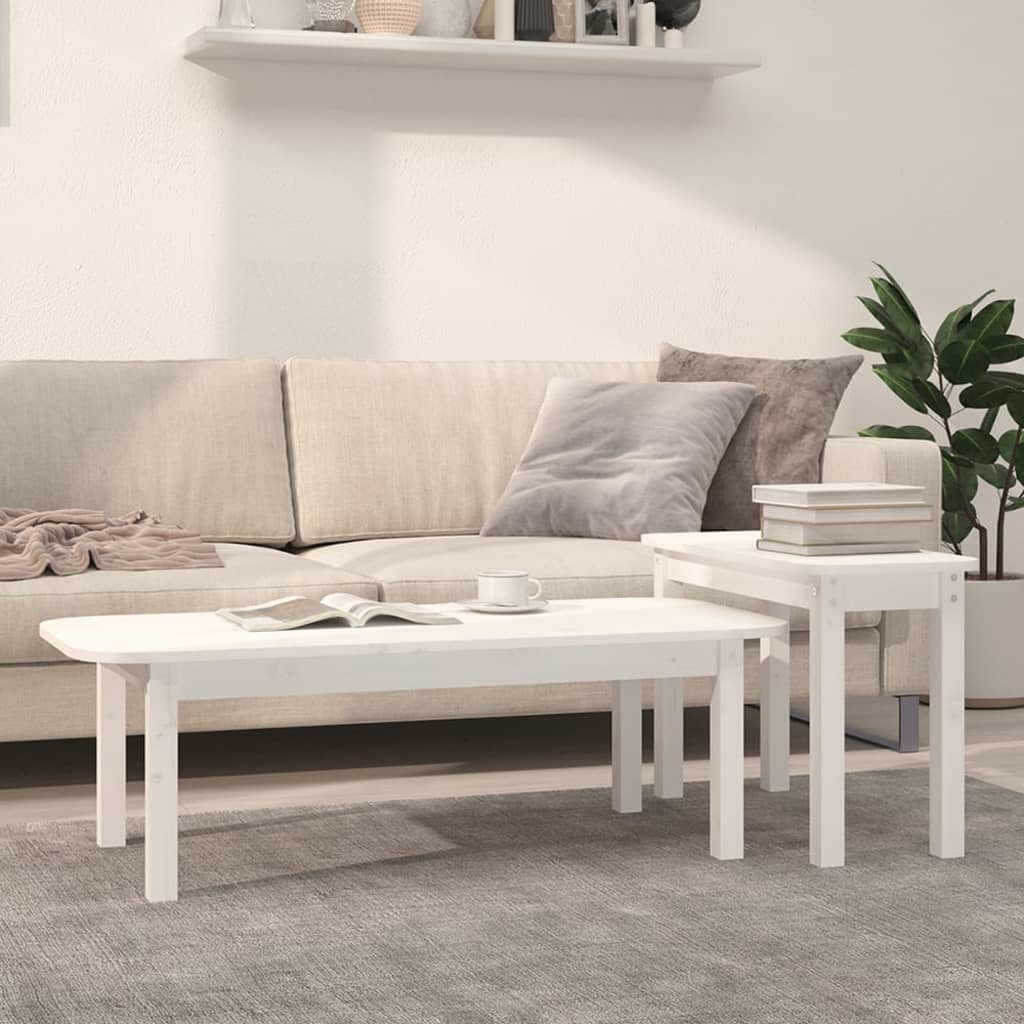 2-delige Salontafelset massief grenenhout wit is nu te koop bij PeponiXL, paradijselijk wonen!