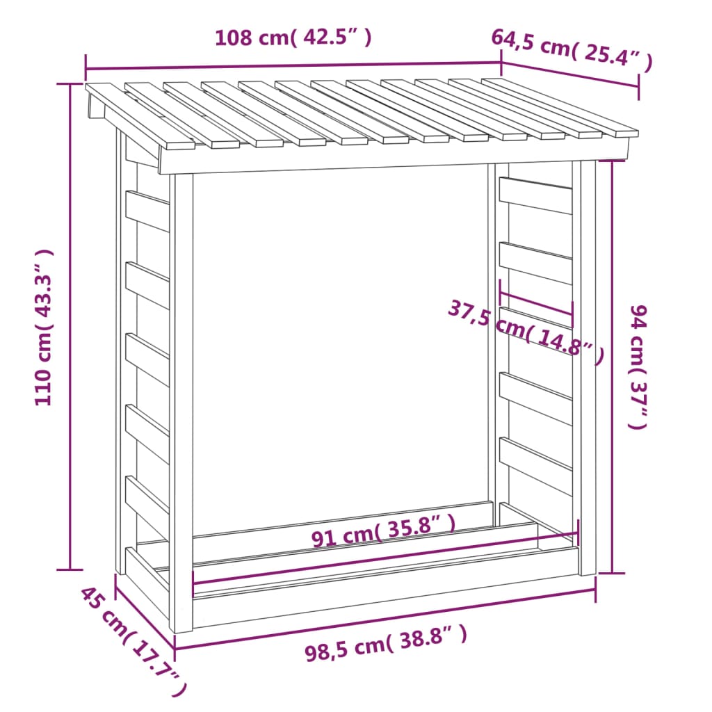 Haardhoutrek 108x64,5x110 cm massief grenenhout is nu te koop bij PeponiXL, paradijselijk wonen!