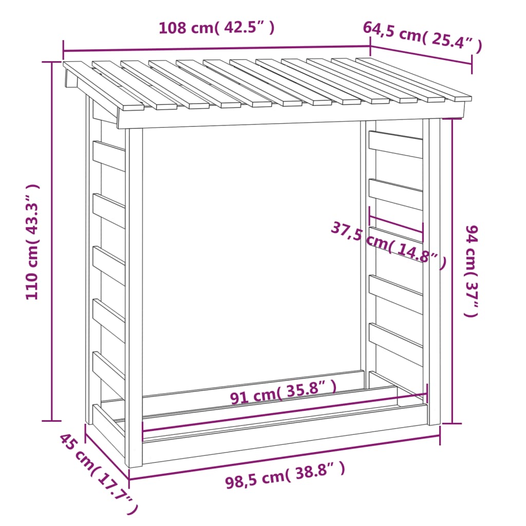 Haardhoutrek 108x64,5x110 cm massief grenenhout wit is nu te koop bij PeponiXL, paradijselijk wonen!