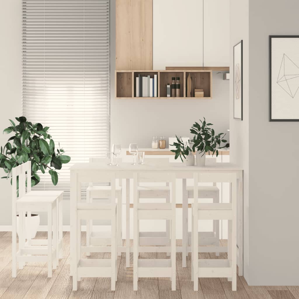 9-delige Barset massief grenenhout wit is nu te koop bij PeponiXL, paradijselijk wonen!