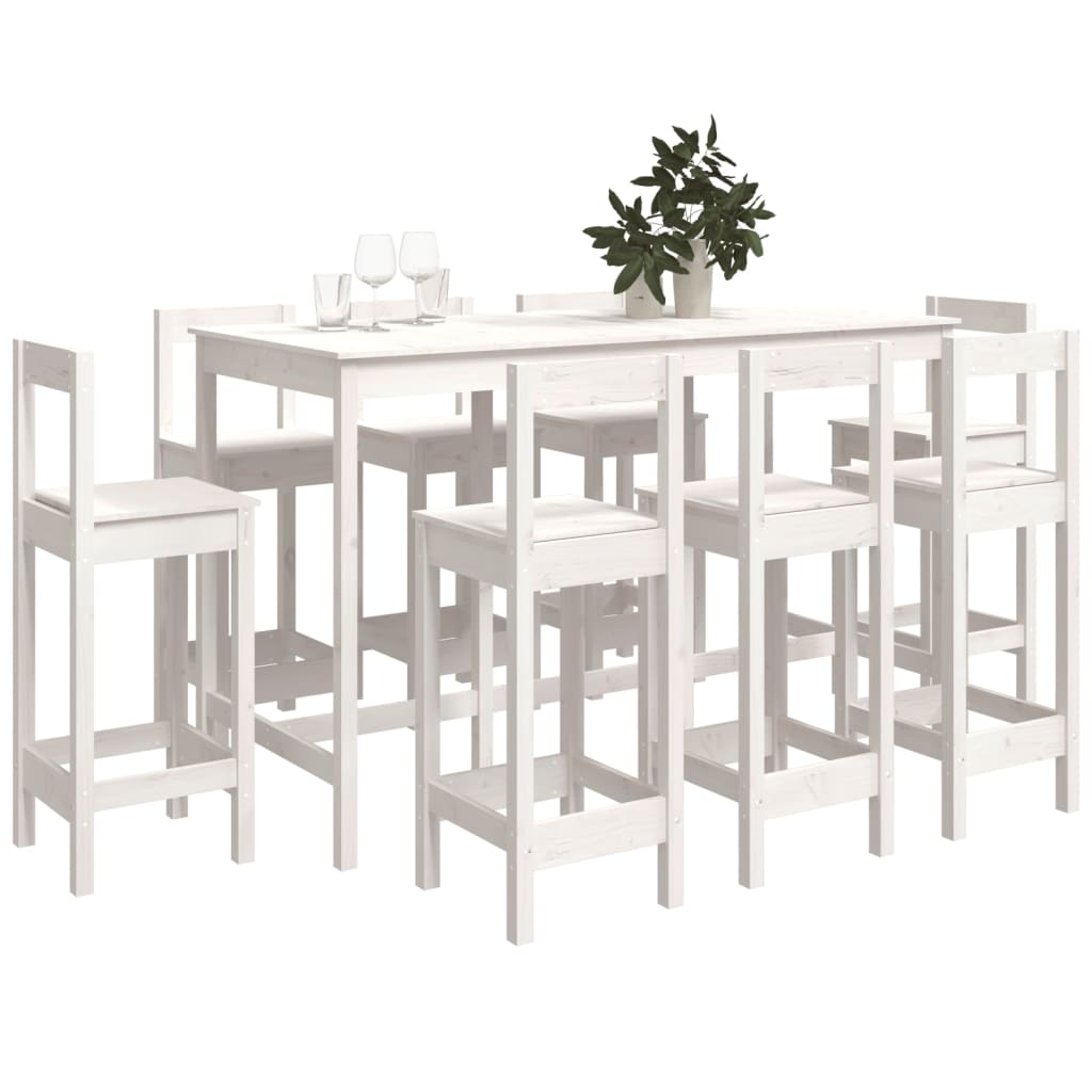 9-delige Barset massief grenenhout wit is nu te koop bij PeponiXL, paradijselijk wonen!