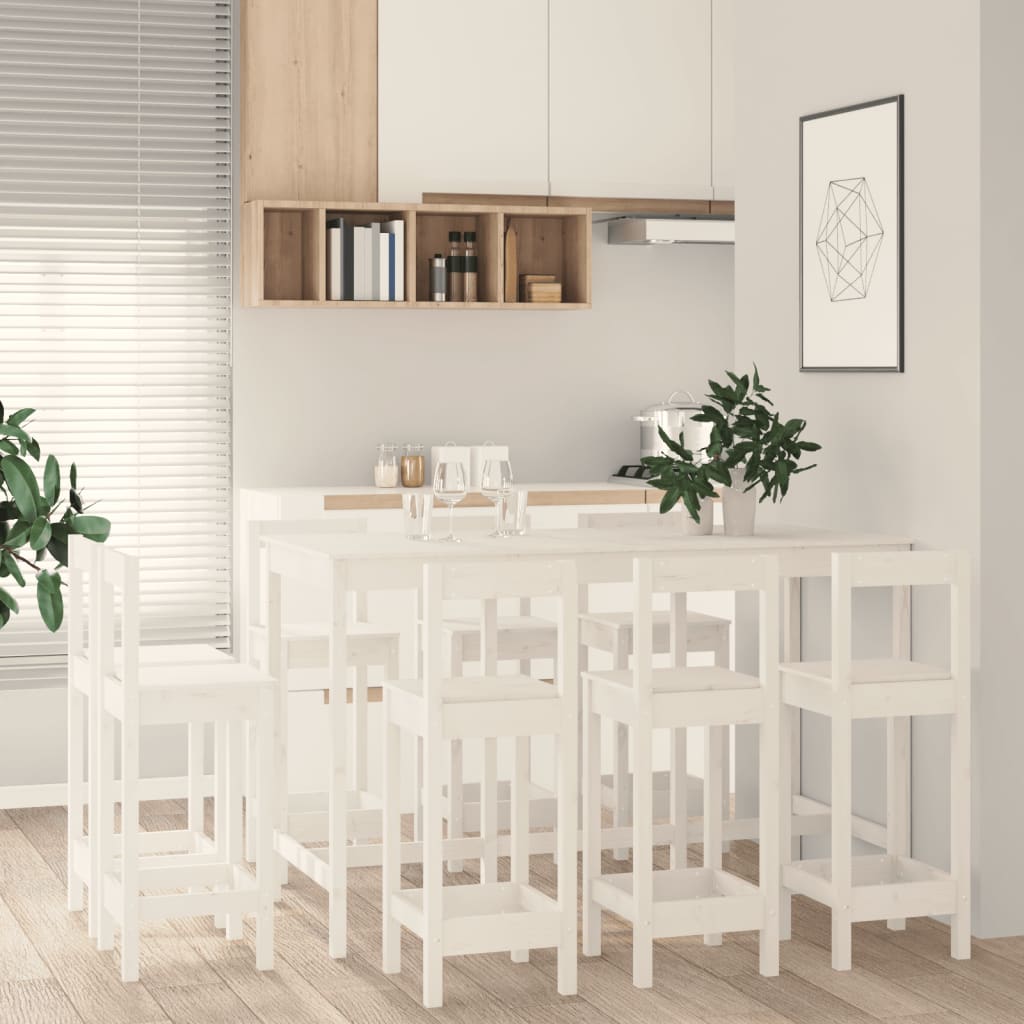 9-delige Barset massief grenenhout wit is nu te koop bij PeponiXL, paradijselijk wonen!