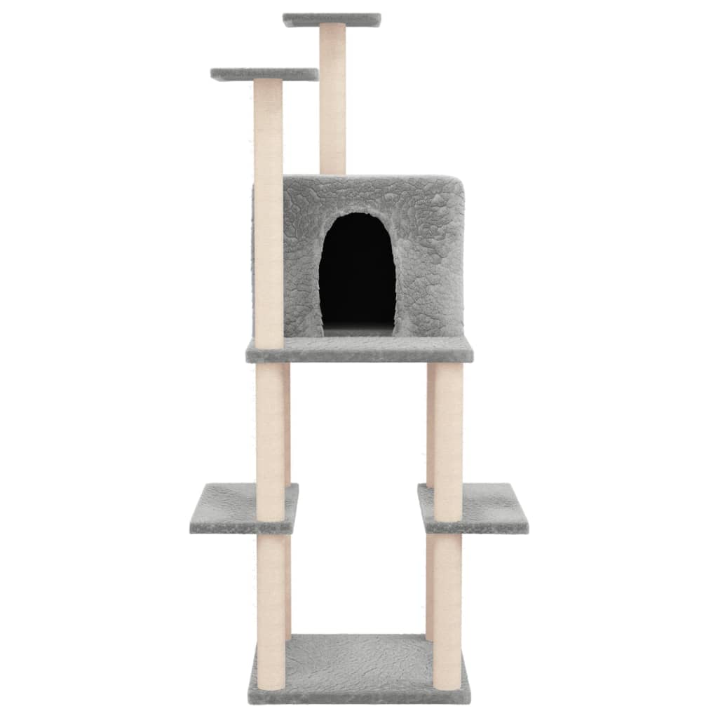Kattenmeubel met sisal krabpalen 144,5 cm lichtgrijs is nu te koop bij PeponiXL, paradijselijk wonen!