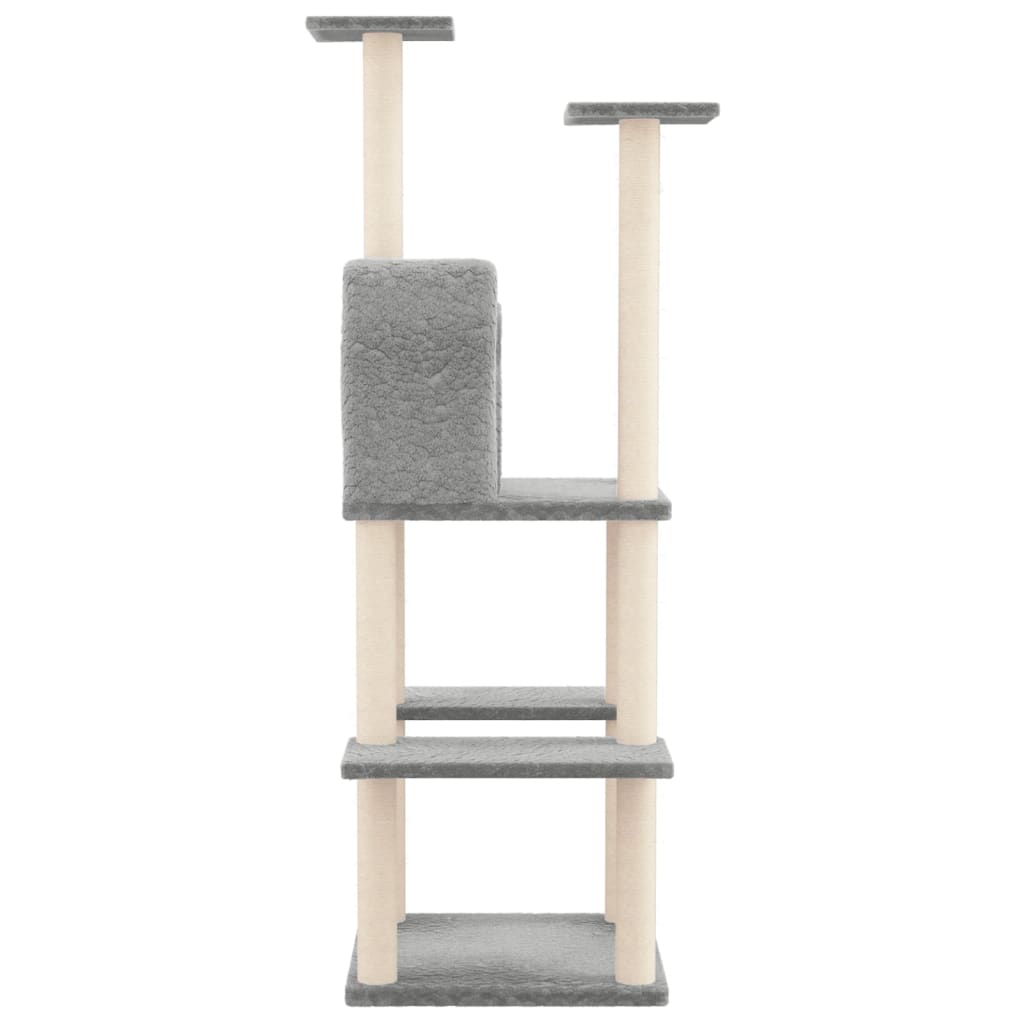 Kattenmeubel met sisal krabpalen 144,5 cm lichtgrijs is nu te koop bij PeponiXL, paradijselijk wonen!