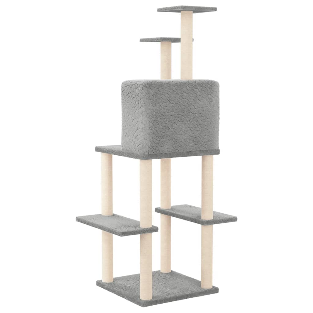 Kattenmeubel met sisal krabpalen 144,5 cm lichtgrijs is nu te koop bij PeponiXL, paradijselijk wonen!