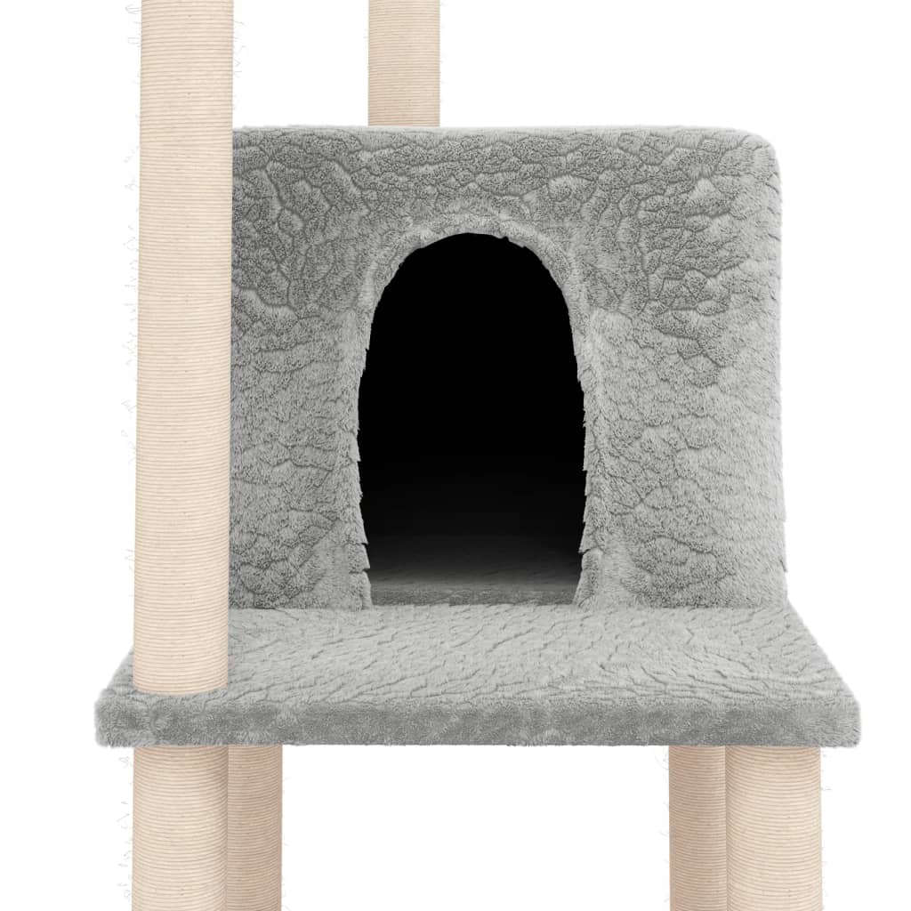 Kattenmeubel met sisal krabpalen 144,5 cm lichtgrijs is nu te koop bij PeponiXL, paradijselijk wonen!