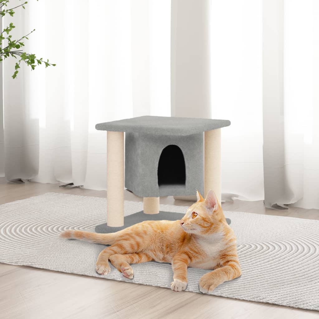 Kattenmeubel met sisal krabpalen 37 cm lichtgrijs is nu te koop bij PeponiXL, paradijselijk wonen!