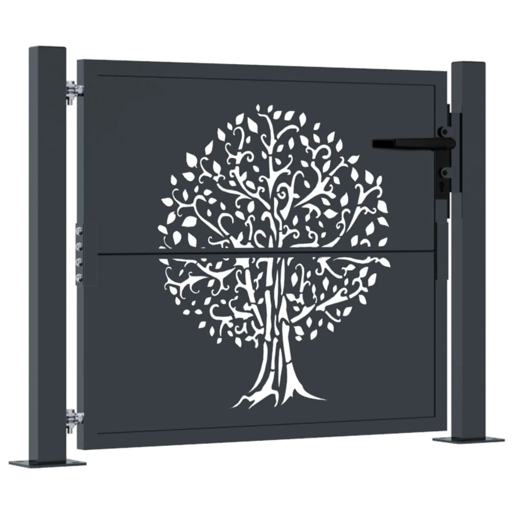 Poort 100x75 cm met boomontwerp staal antracietkleurig is nu te koop bij PeponiXL, paradijselijk wonen!
