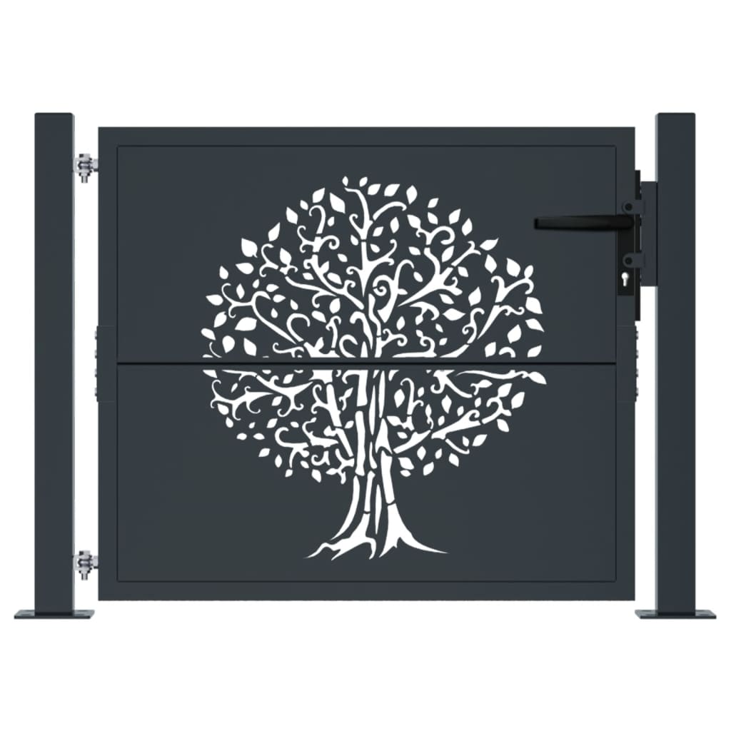 Poort 100x75 cm met boomontwerp staal antracietkleurig is nu te koop bij PeponiXL, paradijselijk wonen!