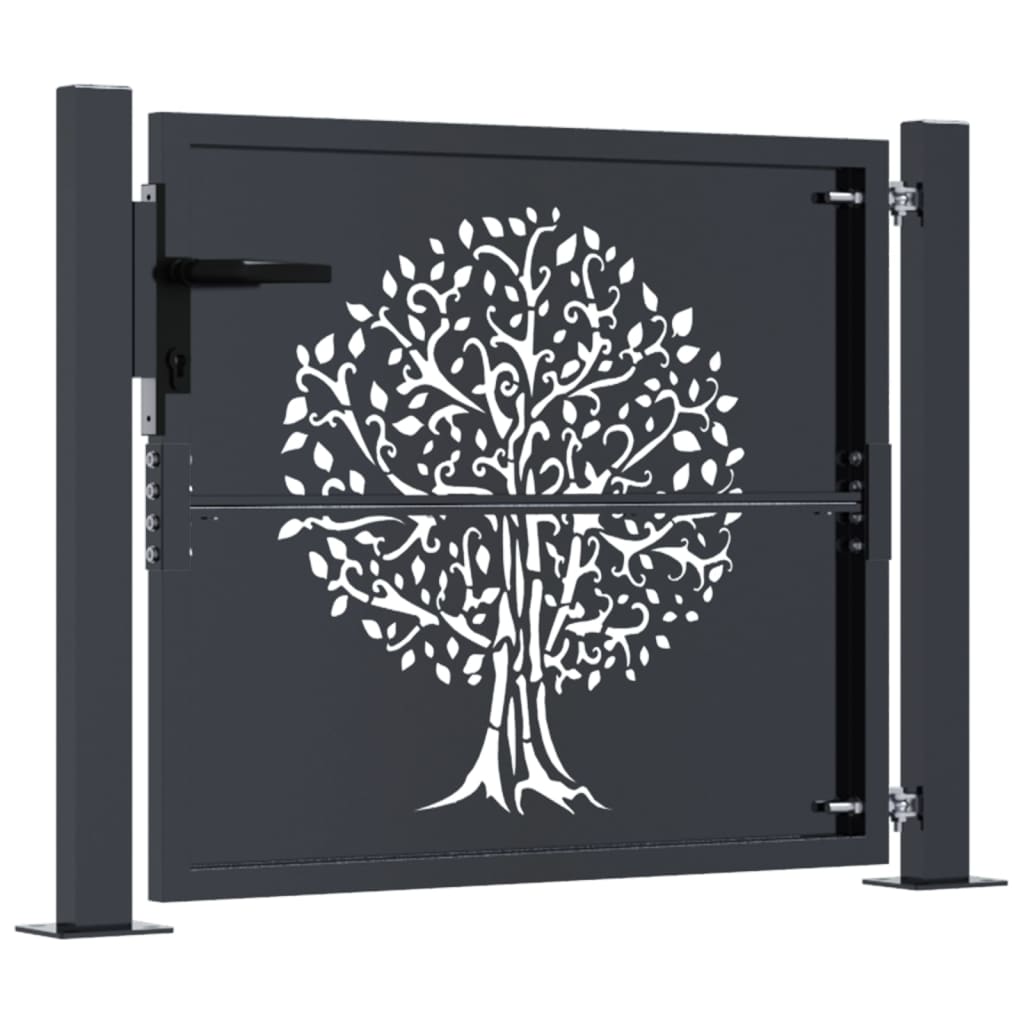 Poort 100x75 cm met boomontwerp staal antracietkleurig is nu te koop bij PeponiXL, paradijselijk wonen!