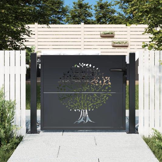 Poort 100x75 cm met boomontwerp staal antracietkleurig is nu te koop bij PeponiXL, paradijselijk wonen!