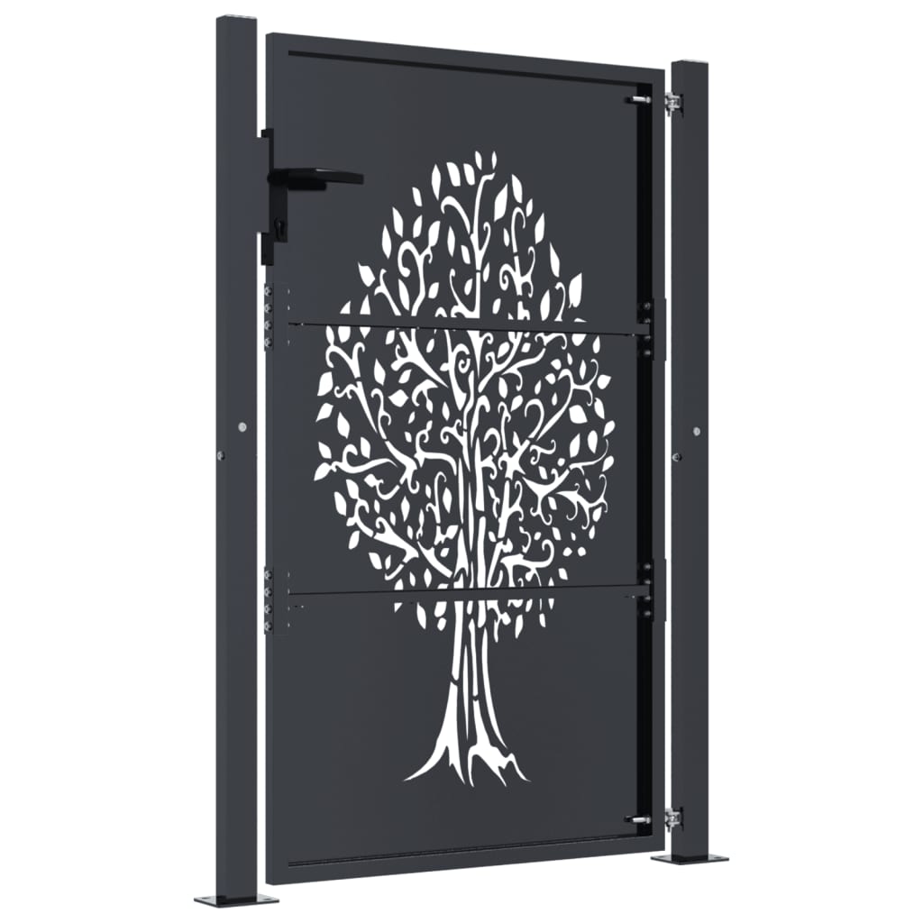 Poort 100x150 cm met boomontwerp staal antracietkleurig is nu te koop bij PeponiXL, paradijselijk wonen!