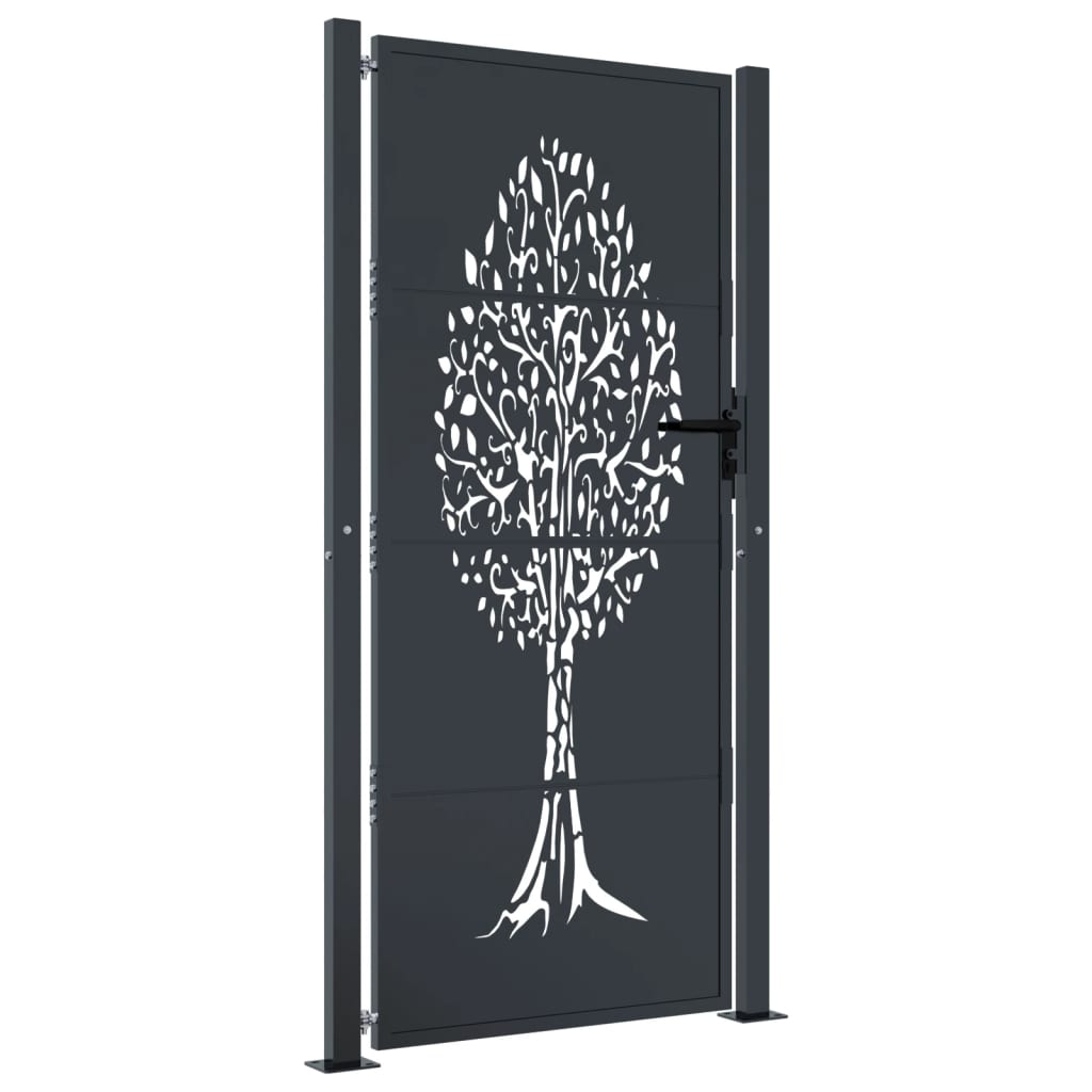 Poort 100x175 cm met boomontwerp staal antracietkleurig is nu te koop bij PeponiXL, paradijselijk wonen!
