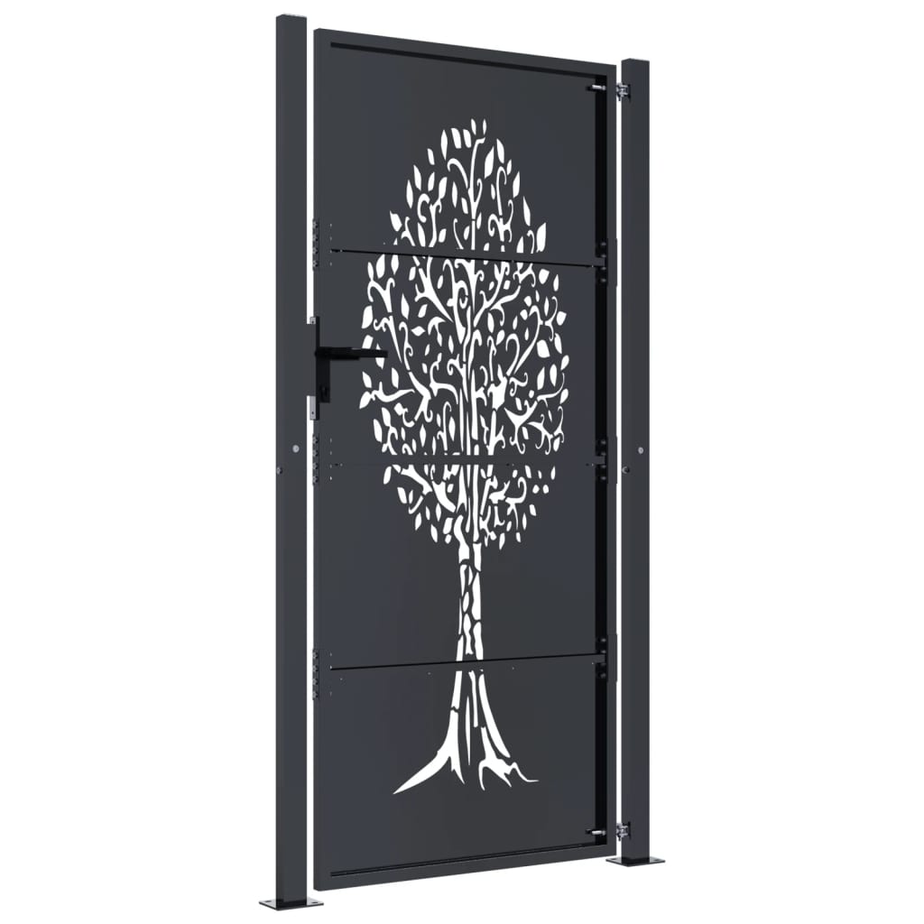 Poort 100x175 cm met boomontwerp staal antracietkleurig is nu te koop bij PeponiXL, paradijselijk wonen!