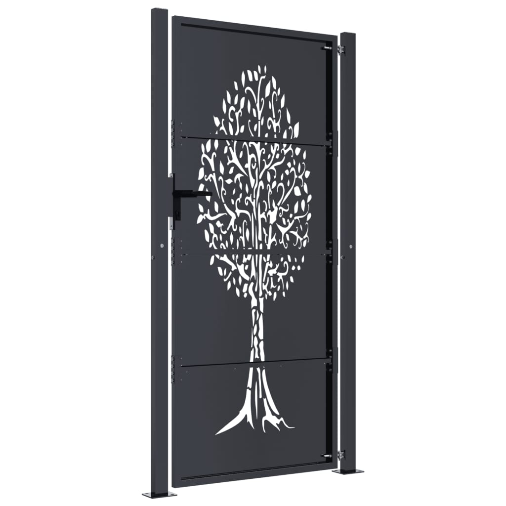 Poort 100x200 cm met boomontwerp staal antracietkleurig is nu te koop bij PeponiXL, paradijselijk wonen!