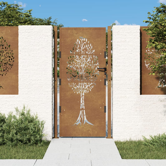 Poort 100x175 cm boomontwerp cortenstaal is nu te koop bij PeponiXL, paradijselijk wonen!
