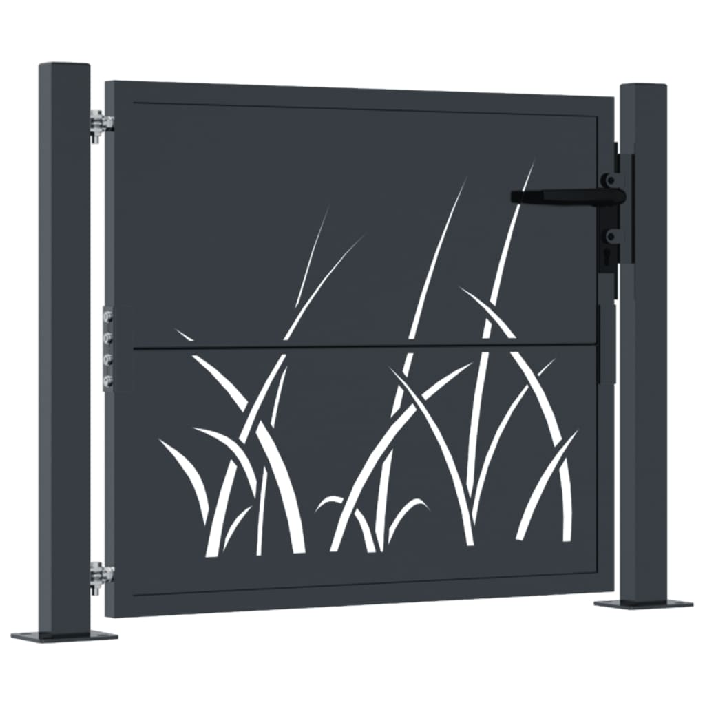 Poort met grasontwerp 100x75 cm staal antracietkleurig is nu te koop bij PeponiXL, paradijselijk wonen!
