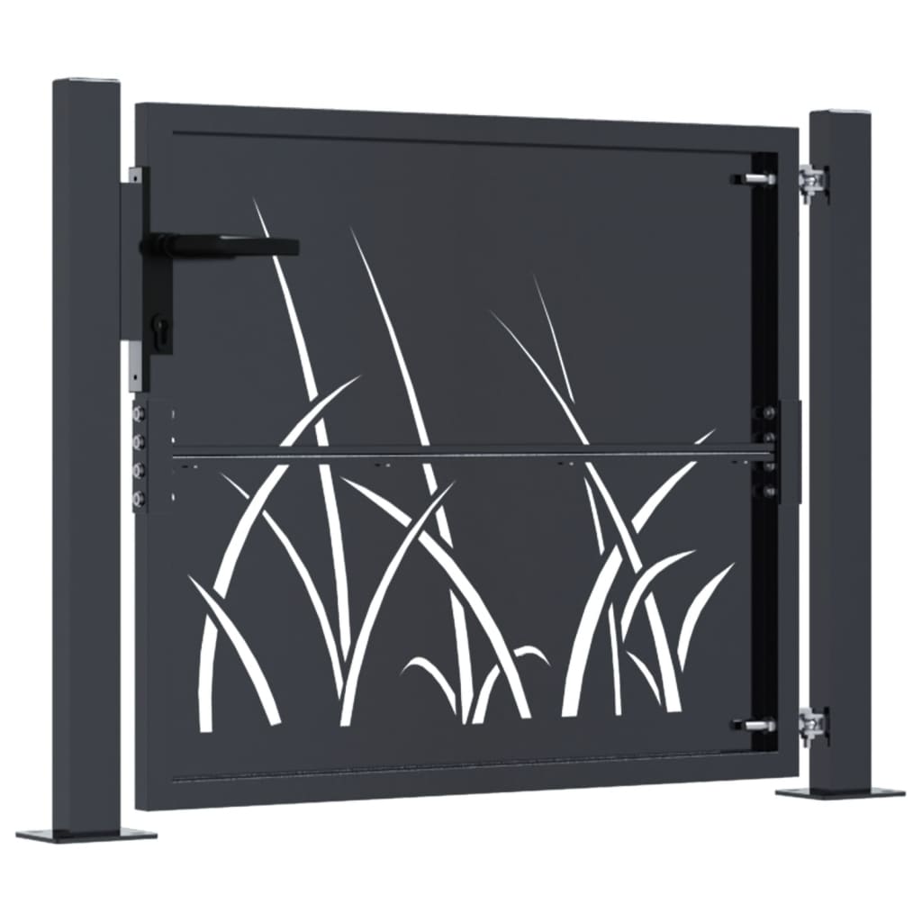 Poort met grasontwerp 100x75 cm staal antracietkleurig is nu te koop bij PeponiXL, paradijselijk wonen!