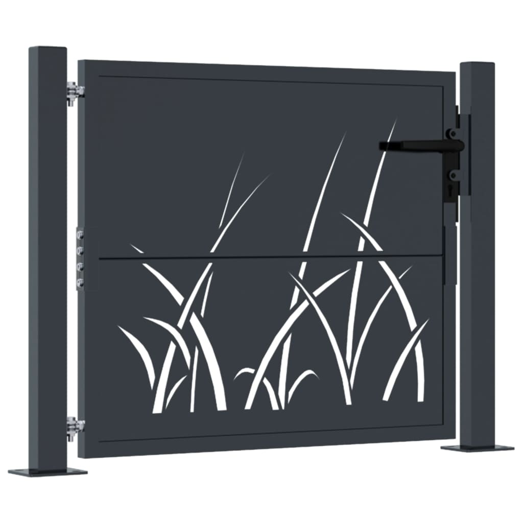 Poort 100x100 cm met grasontwerp staal antracietkleurig is nu te koop bij PeponiXL, paradijselijk wonen!